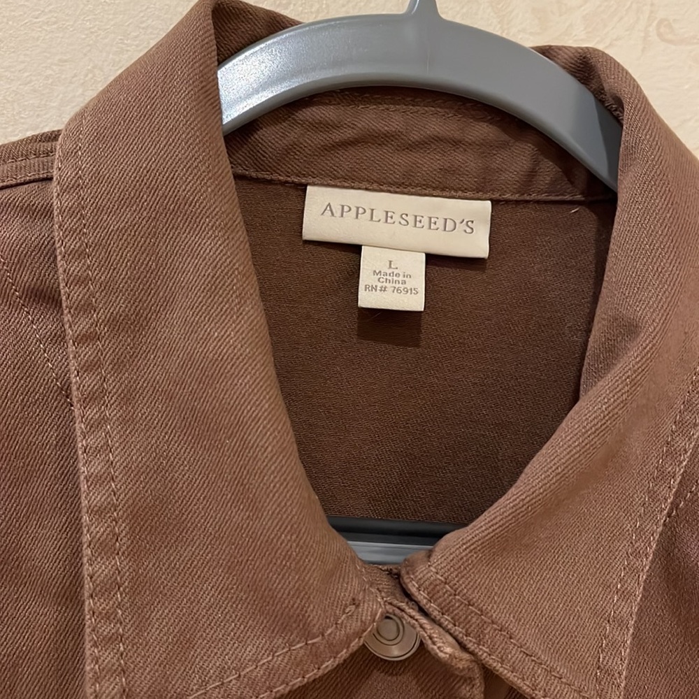Appleseed's Brown Cotton Buttoned Jacket Size L - Picture 3 of 6